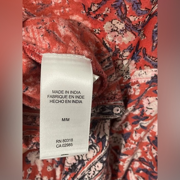 Lucky Brand Mixed Media Flutter Sleeve Floral Lightweight Color:Orange Size:M - Picture 9 of 10